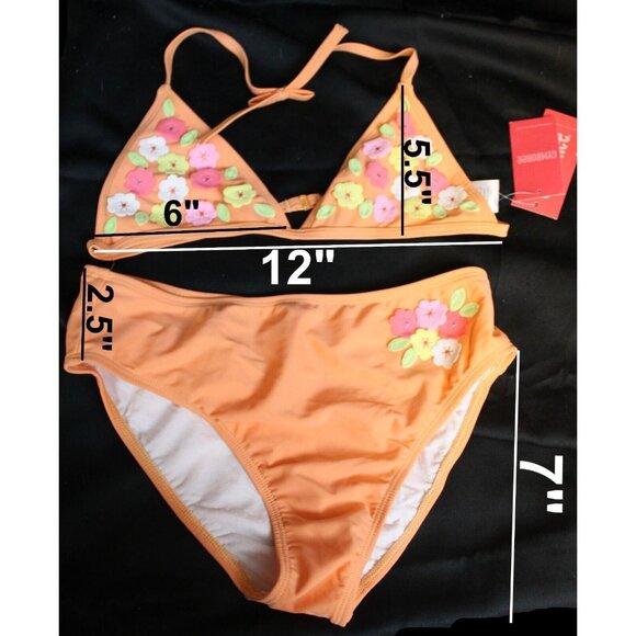 2006 Gymboree Freshly Picked Swimsuit Light Orange Bikini Flowers 2pc sz 10 - Picture 2 of 9